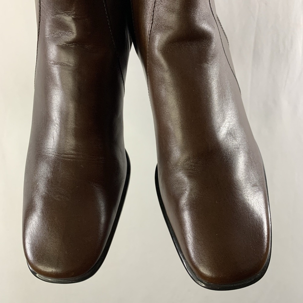 Antonio Melani Womens Leather Heeled Boots 9.5 M Brown Y2K Minimalist Euro Chic - Picture 3 of 14